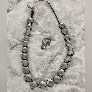 Swarovski Crystal frosted stone necklace and matching earrings